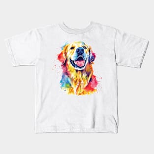 Golden Retriever Watercolor Pop Art Design for Dog Lovers Kids T-Shirt